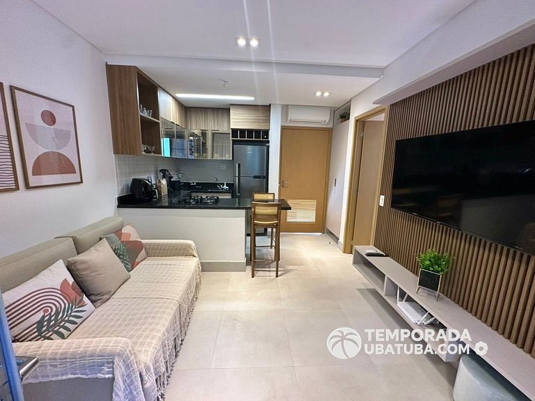 BAM209 – Apartamento frente mar com 2 dormitórios. Condomíni